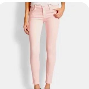 7 for all Mankind light pink raw hem skinny jeans size 27 pre-owned.